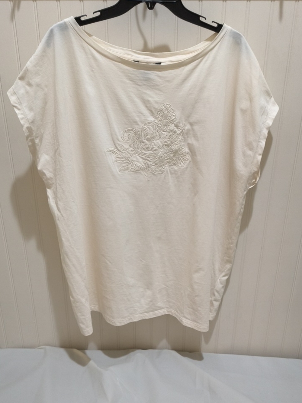 LAUREN Ralph Lauren Cream Embroidered Floral Tee
